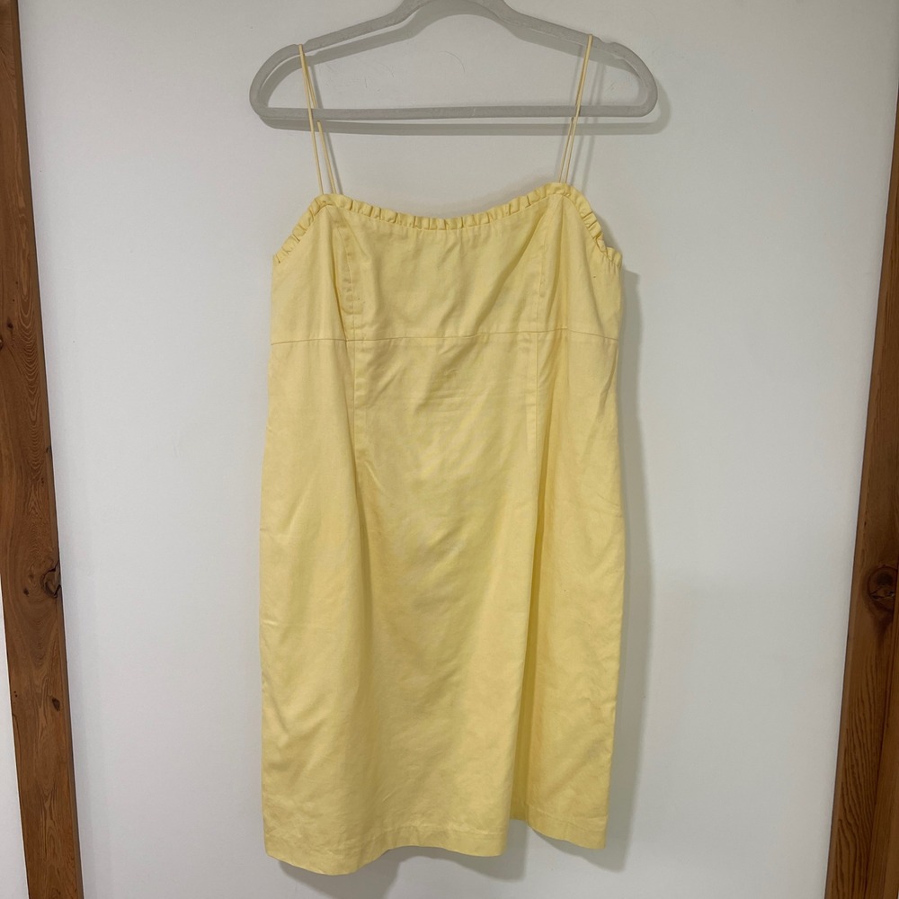 Tommy Hilfiger Women Dress Sheath Cotton Ruffle Spaghetti Strap Preppy 14 Yellow